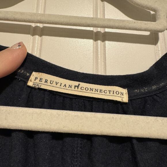 Peruvian Connection Navy Blue Tunic Top Pima Cotton Modal Lagenlook Size Large - Picture 3 of 5